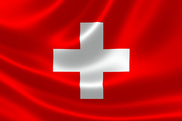 3D rendering of the flag of Switzerland on satin texture.